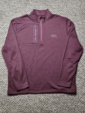 Callaway Men's Burgundy Quarter-Zip Golf Performance Pullover, Men's Large
